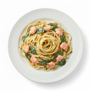 85. Tagliatelle Lachs und Spinat
